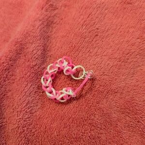 Pink and White Rubber Band Bracelet